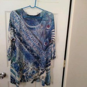 Style & Co Women Blue/White Top Size 2X